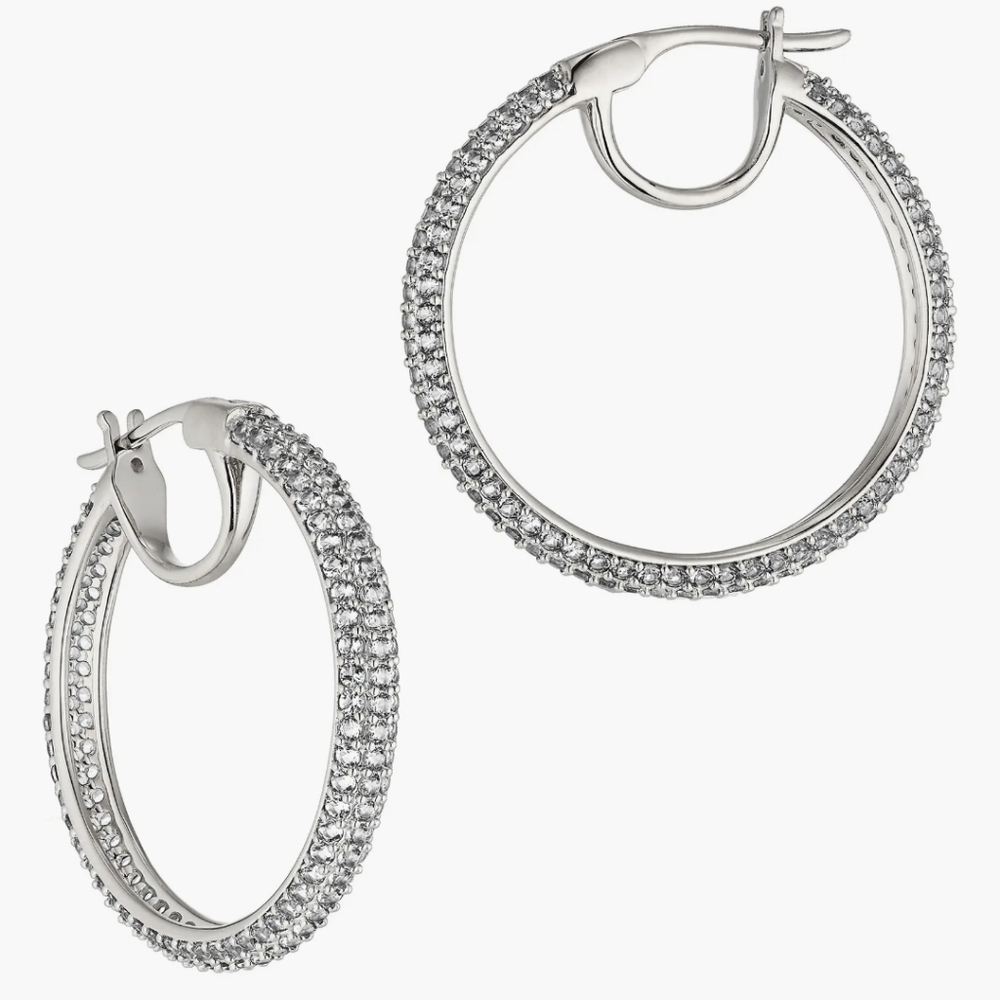 Nwt Pavé the Way Medium Hoop Earrings by Nadri
